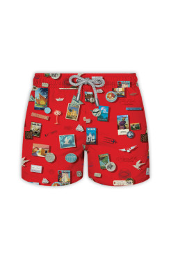 John Frank Kąpielówki chłopięce KJFSSSW50-TRAVEL RED